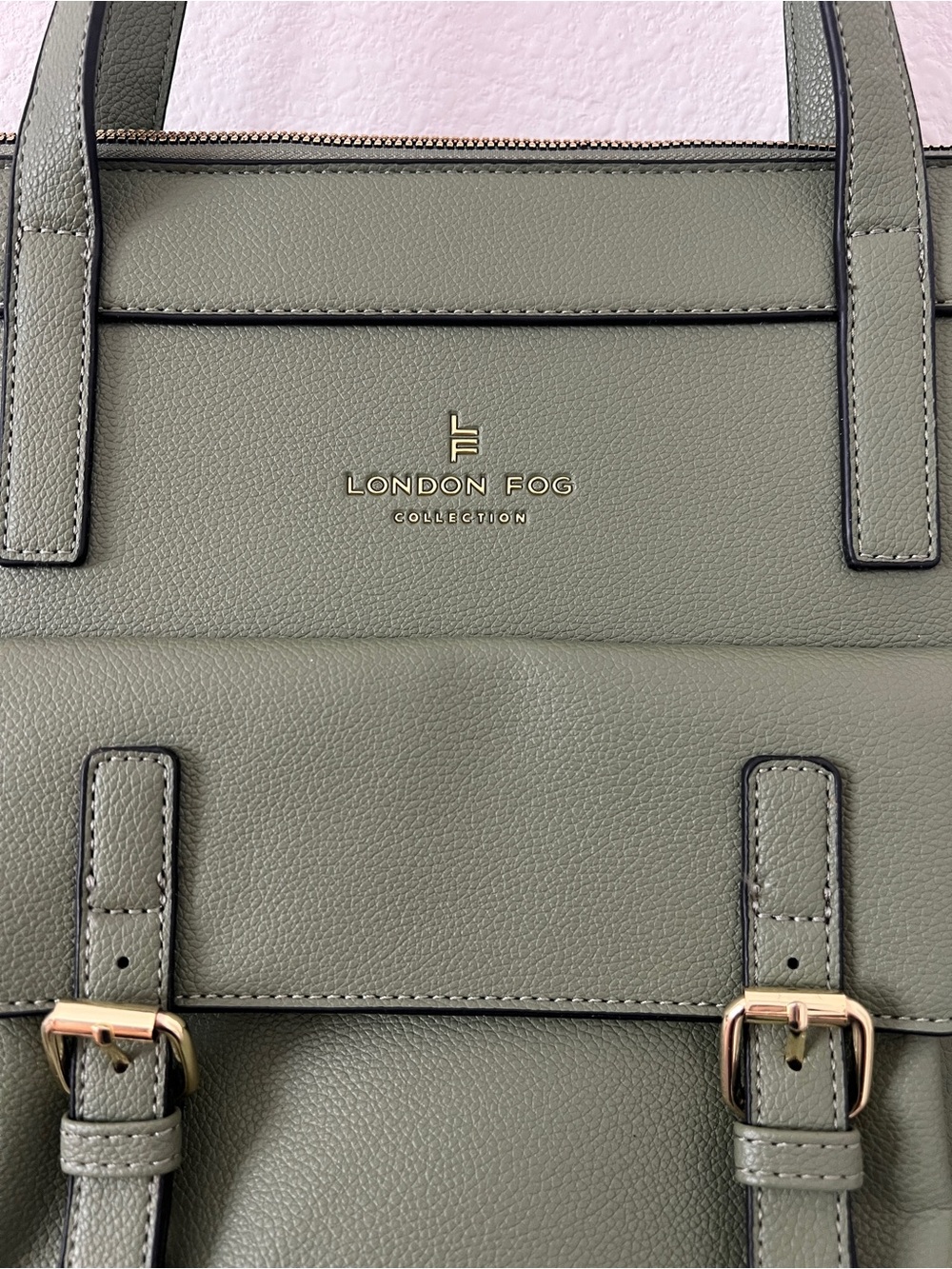 London Fog Olive Green Work Tote Bag | Dark Academia Office Bag - Picture 2 of 7
